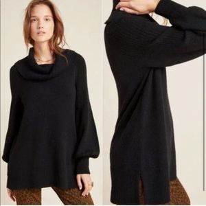 NWT Anthropologie Paloma Black Wool Blend Cowl Turtleneck Sweater Small